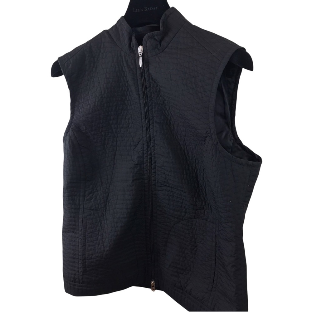Talbots Quilted Vest Lined Pockets Black Lightweight Layer Small Athleisure